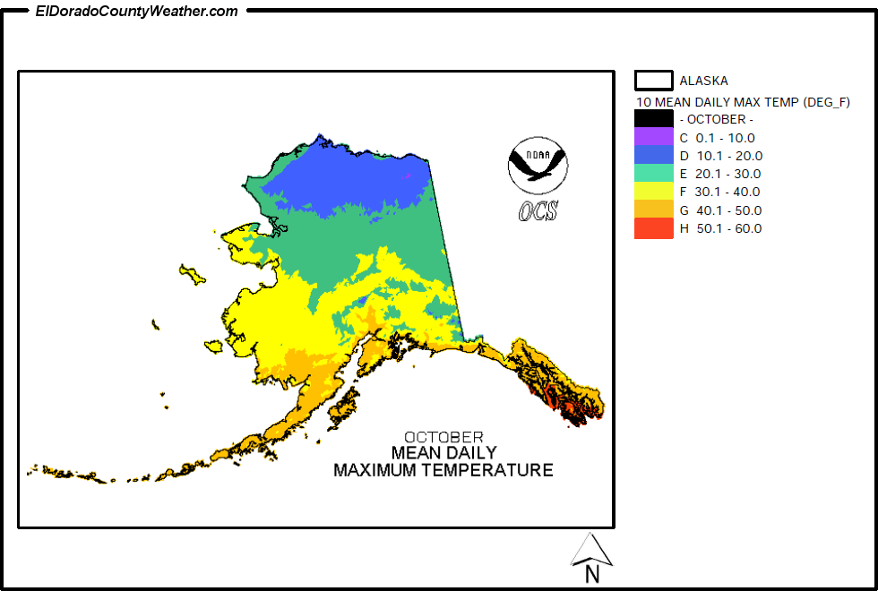 Alaska October Mean Daily Maximum Temperature